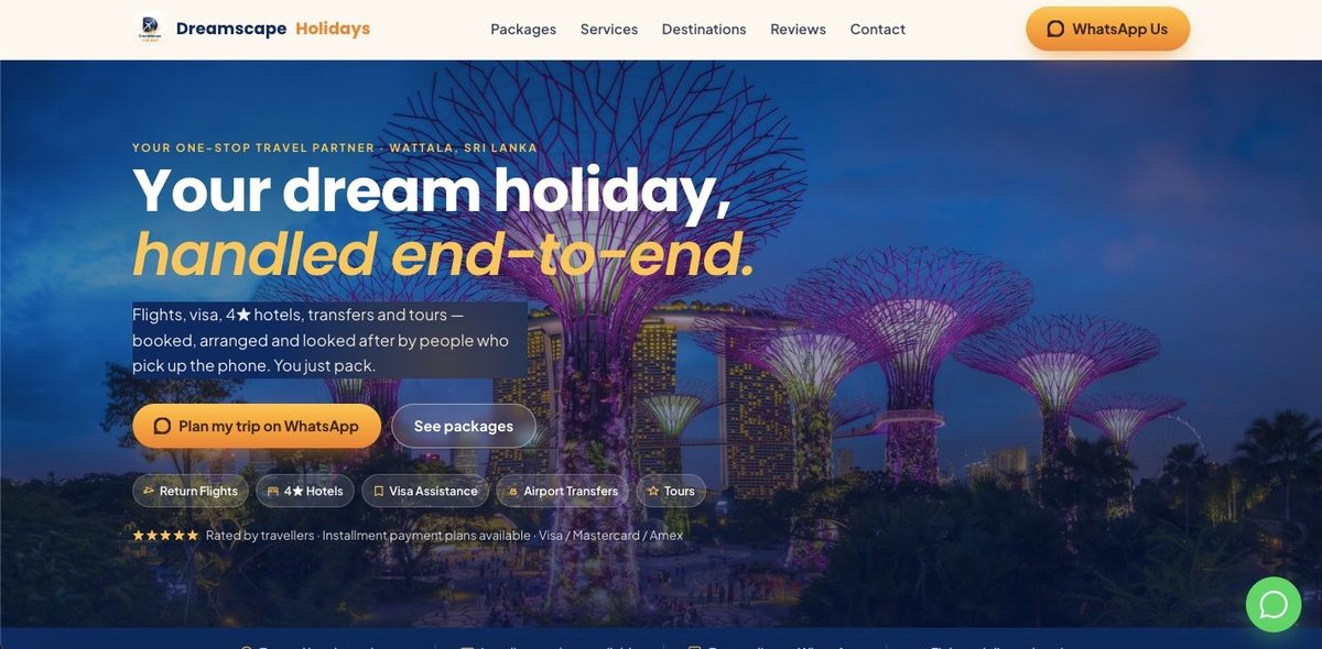 Dreamscape Holidays homepage